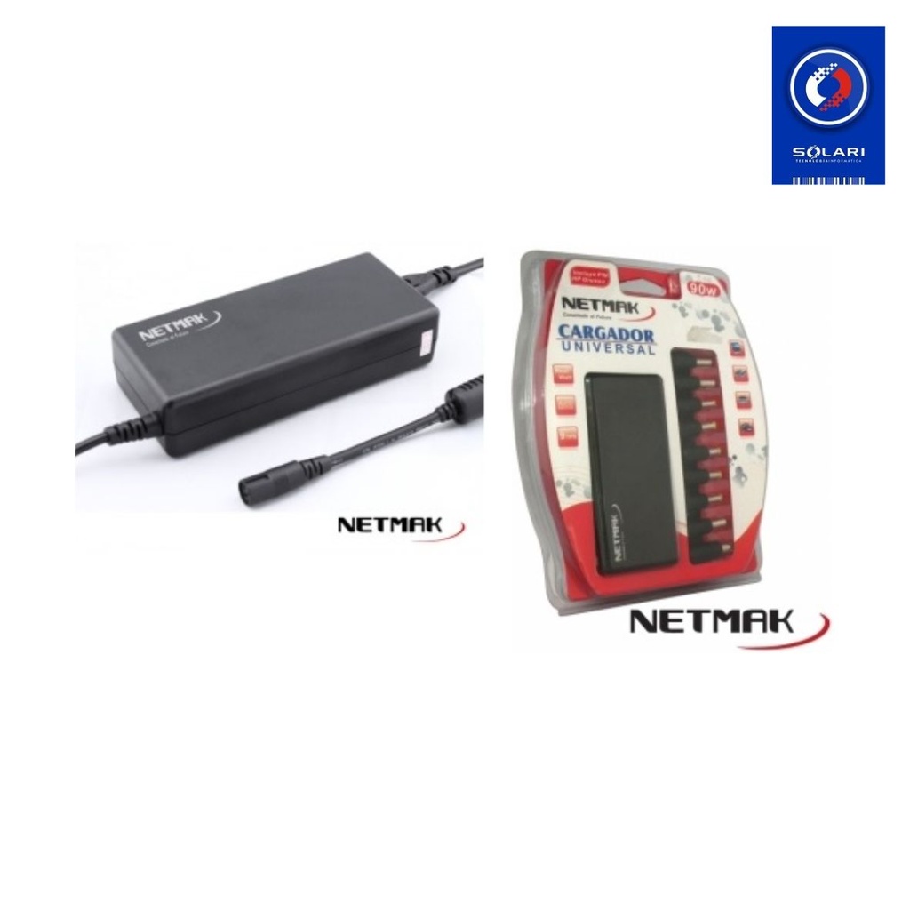 CARGADOR UNIVERSAL P/NOTEBOOK 90W AUTOMATICO NETMAK NM-1287 