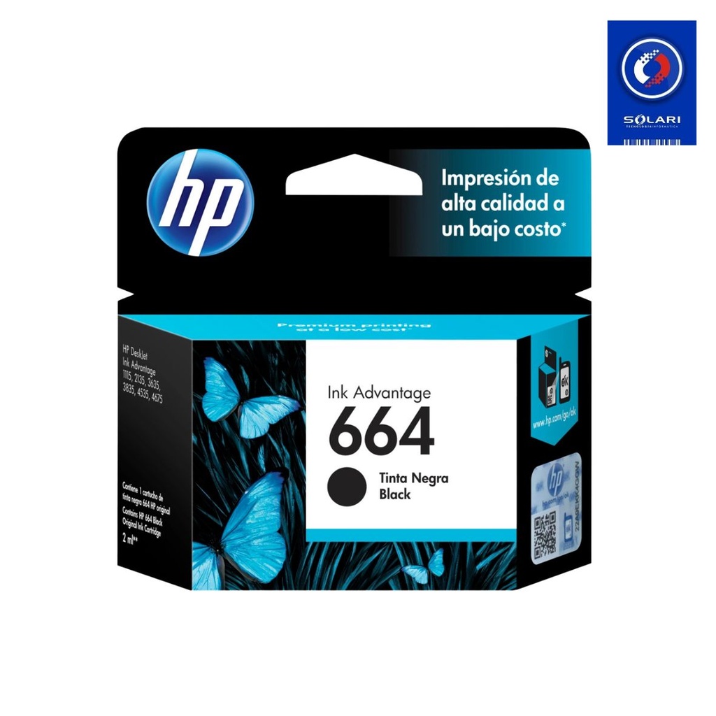 CARTUCHO NEGRO HP 664 ORIGINAL