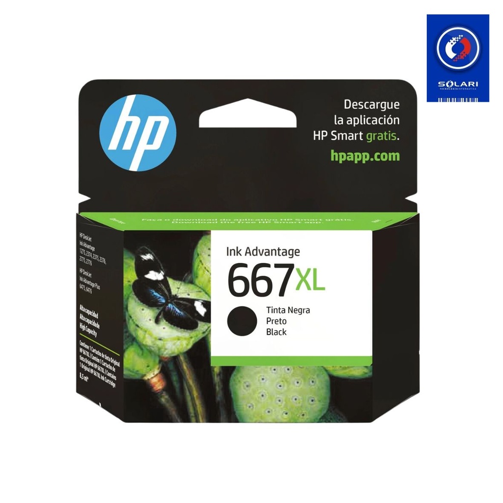 CARTUCHO HP 667 XL NEGRO 2375/2775 ORIGINAL