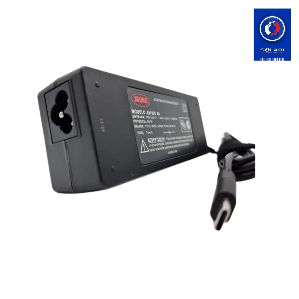 CARGADOR NOTEBOOK GENERICO USB C 90W  SH-CNF90W-8 SHURE